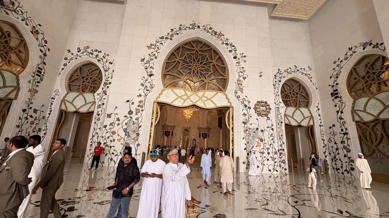 Participants visiting a landmark together